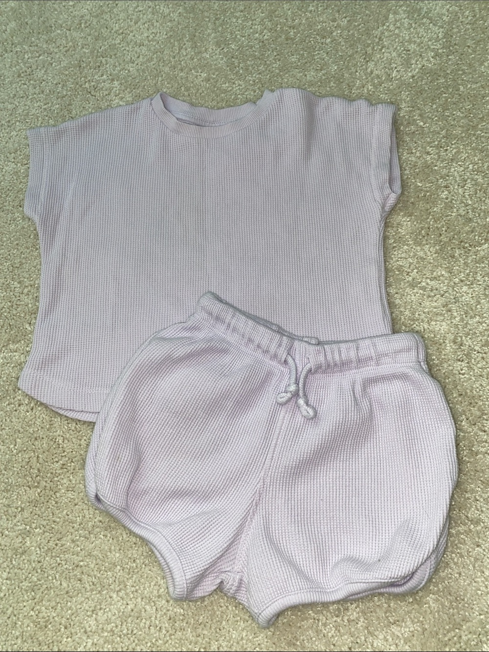 Zara Lilac purple Waffle-Knit Top & Shorts Set 3T